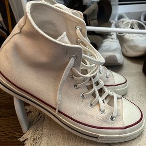 work once!! cream heavy duty converse from pacsun